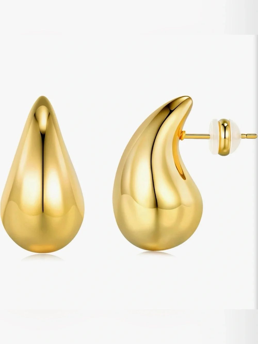 NEW 18K Gold Plated Teardrop Chunky Water Drop Hoop Earrings